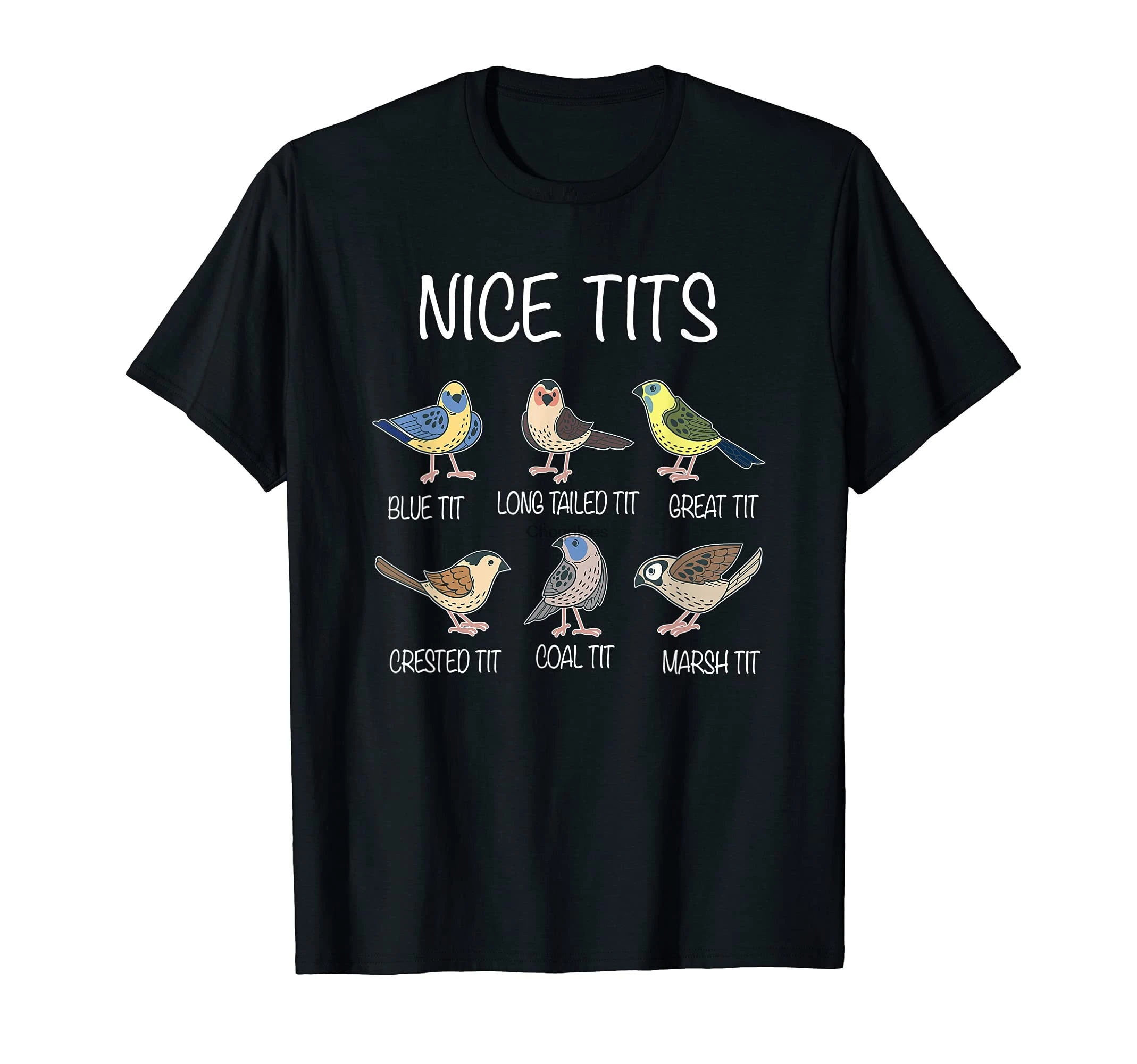 Nice Tits Funny Titmouse Pun Saying Birdwatcher Birds T-Shirt |