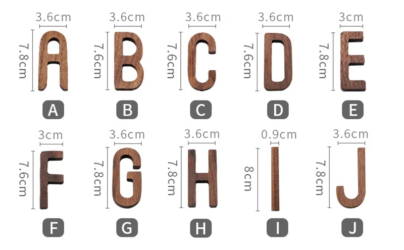 Black Walnut Wall English Alphabet Numbers Combination House Cafe Bar DIY Adhesive Wooden Decoration Letters Numbes