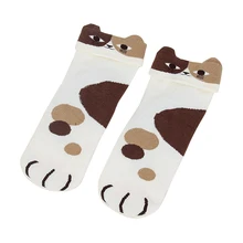 1 пара, повседневные эластичные мягкие милые женские носки с объемным рисунком кота из смешанного хлопка на осень и зиму Модные Повседневные носки для взрослых