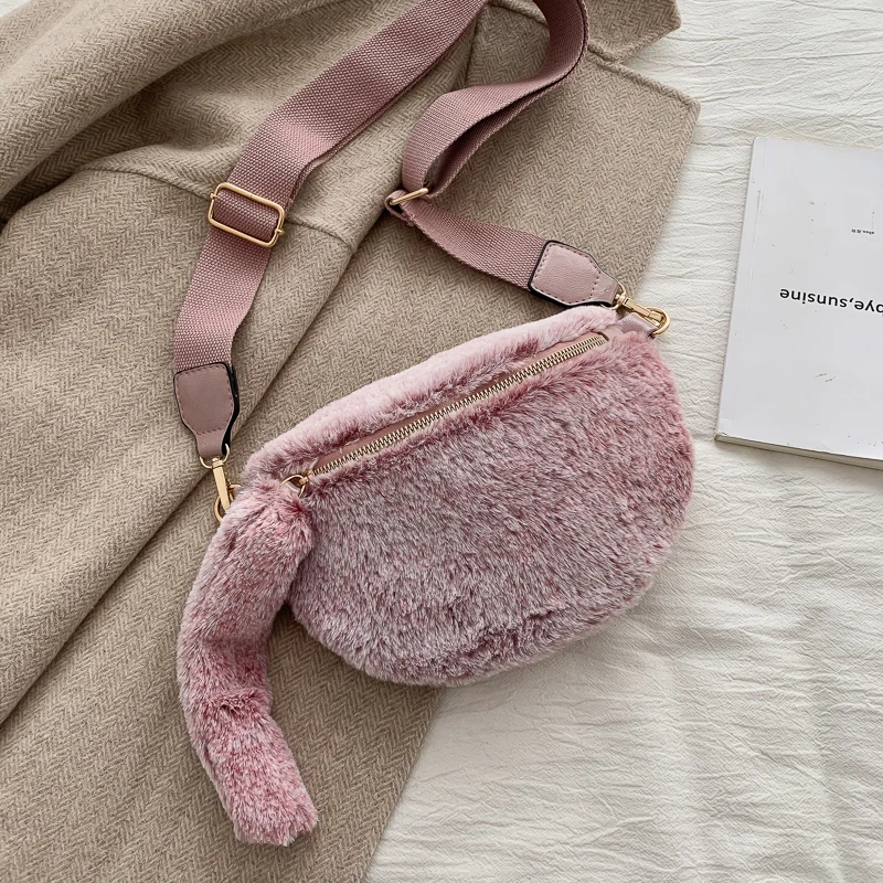 Pink Леопардовые нагрудные сумки из искусственного меха маленькие сумки через плечо для женщин зимняя женская сумка через плечо женские сумки и кошельки - Color: Pink