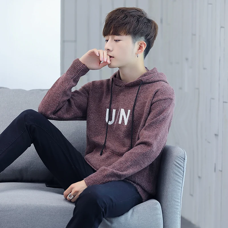 In autumn and winter, the new men's Korean version of hooded casual sweater knitted sweater personality trend sweater tide