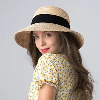 

2020 Summer Wide-brimmed Straw Hat for Women Beach Sun Hat Straw Hat Fashion Panama Fedora Cap UV Protection Bow Cap for Female