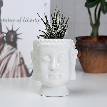 

Buddha Statue Flower Pot Ceramic Buddha Statue Flower Pot Desktop Cactus Succulent Flower Pot Home Office Decoration Vase