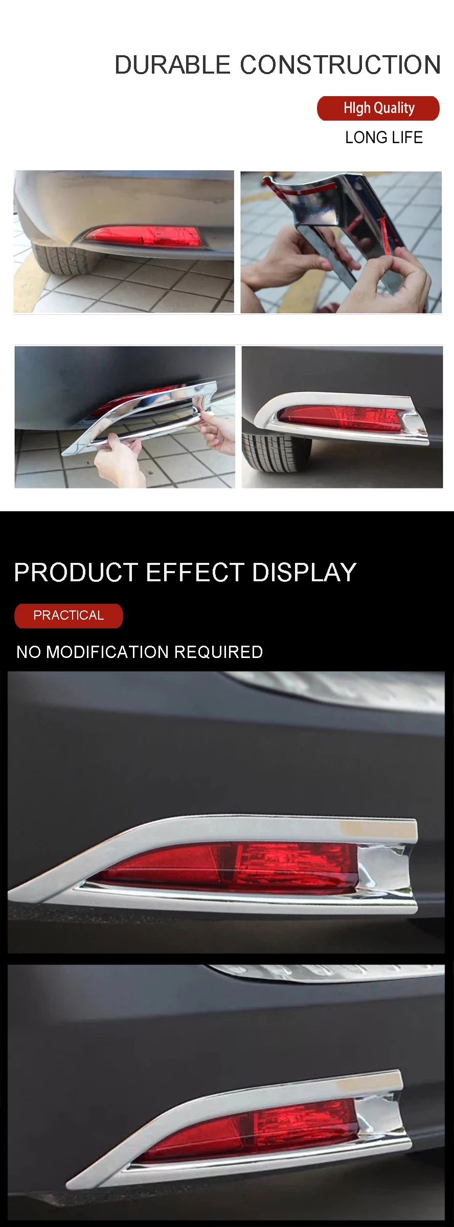 Wooeight 2Pcs ABS Chrome Rear Tail Fog Light Cover Trim Frame Decoration Back Lamp Cover Fit For Honda CRV CR-V 2012 2013 2014 (8)