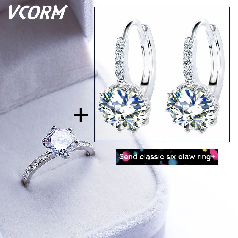 VCORM New Fashion 7 Colors AAA CZ Element Dangle Drop Earrings 2019 For Women Wedding Party Crystal Jewelry Buy 1 Get | Украшения и