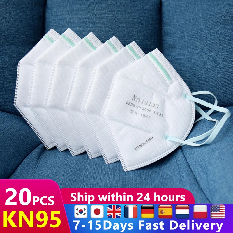 

unisex mask 20PCS 7-15 Days KN95 Dustproof Anti-fog And Breathable Face Masks N95 Mask 95% Filtration Features as KF94 FFP2