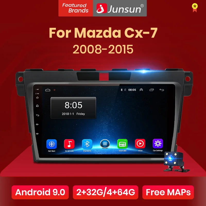 Junsun Android 9,1 для Mazda Cx-7 cx7 2008- Авто 2 Din Радио стерео плеер Bluetooth 2G+ 32G gps навигация без DVD слот