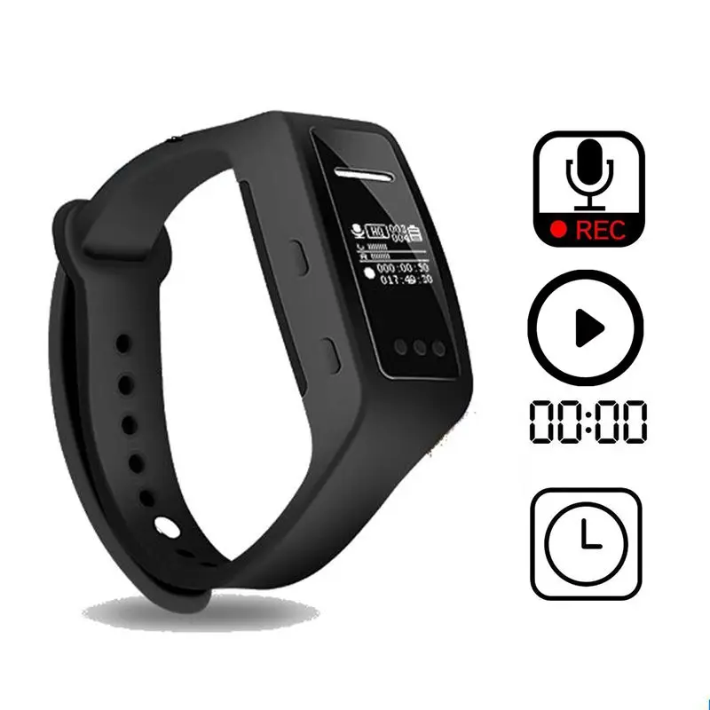 

8GB Bracelet Voice Recorder Gravador De Audio Smallest Digital Dictaphone Watch Activated Recording Device MP3 Player