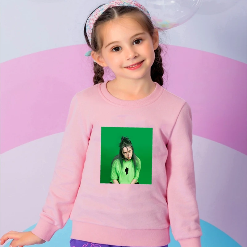 996h-bj-11-22-6 Billie Eiish/Детские толстовки с капюшоном детская розовая футболка для девочек, пуловер Топы для маленьких мальчиков, осенняя одежда От 2 до 14 лет - Цвет: 996h-bj-11-22-6