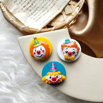 

ZiccoWong Cartoon Cute Resin Clown Ear Stud Earring For Girl Women Circle Wooden Clown Funny Stud Earring Party Kids Gift