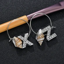 ヴィンテージ新クリスマスイヤリング名前イニシャル A-Z 手紙タッセル声明フープイヤリング女(China)