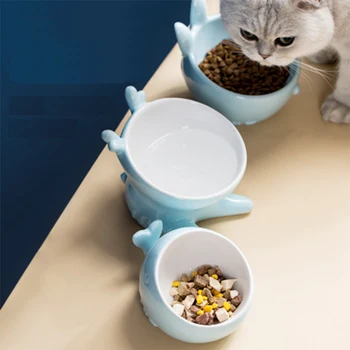 

Cat Pet Bowl Ceramic Bowl Food Bowl Anti-tipping Animal Series Pet Ceramic Bowl Oblique Design Protection Cervical Vertebrae