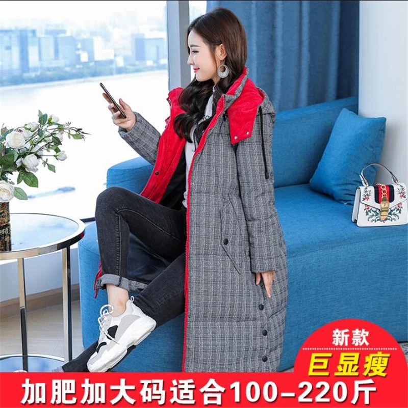 Теплая Новое поступление зимняя куртка Для женщин длинные пуховые хлопковые парки женские пальто с капюшоном размера плюс 5XL куртка D434