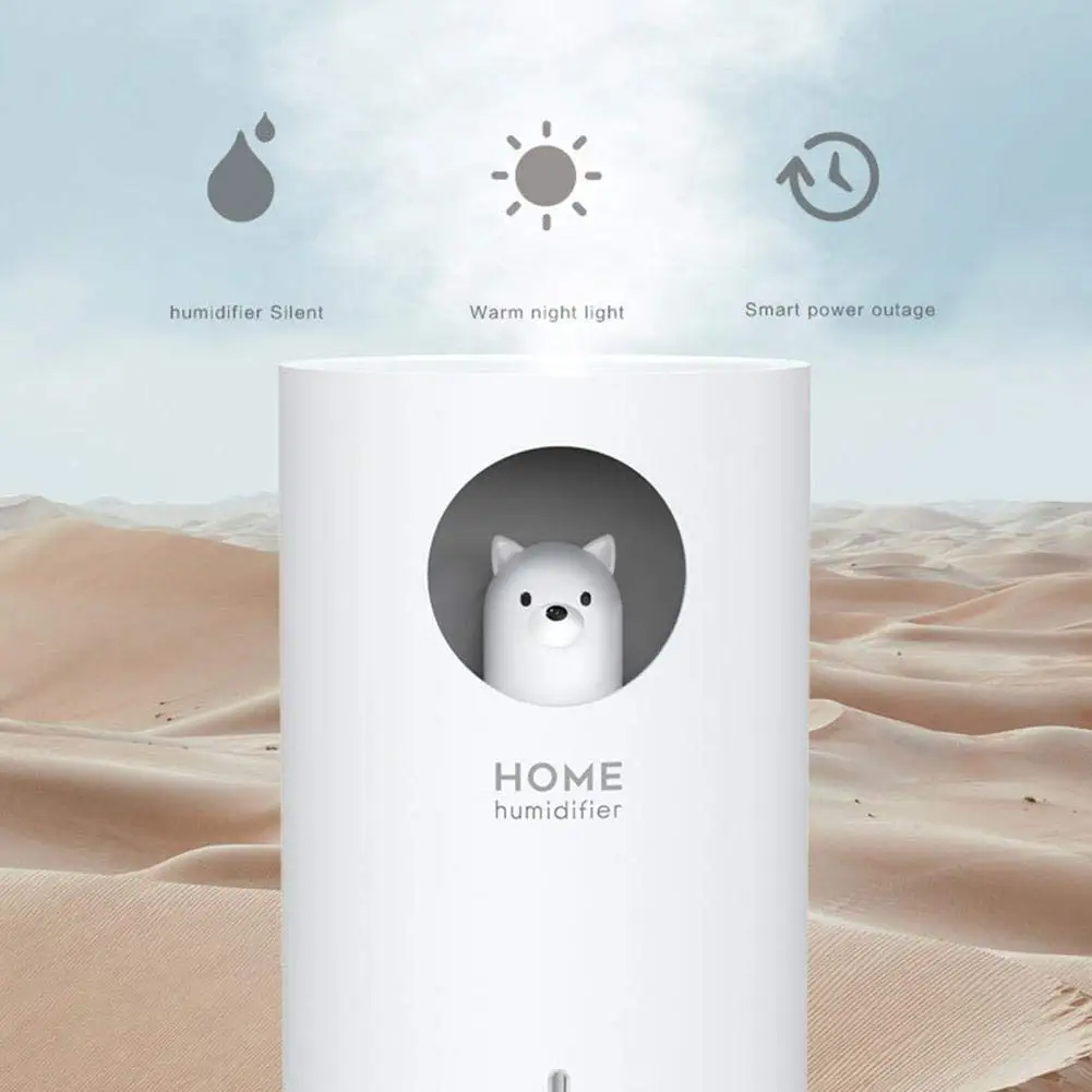 900ML Cute Pet Air Humidifier DC5V Aroma Air Oil Diffuser Ultrasonic Cool Mist Romantic Color LED Lamp Home Appliances USB Humid