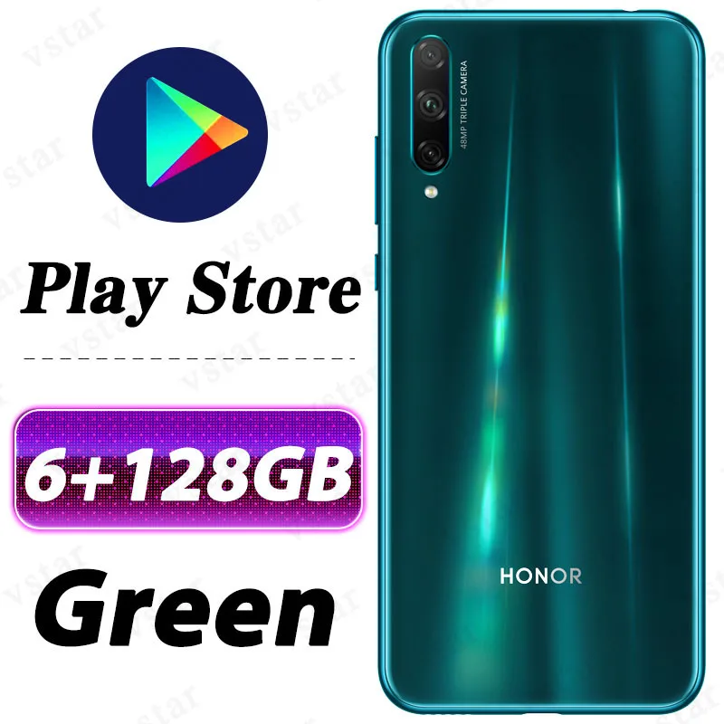 Мобильный телефон HONOR 20 lite, 6,3 дюймов, Kirin 710F, четыре ядра, разблокировка экрана, быстрая зарядка, Google play - Цвет: 6G 128G Green