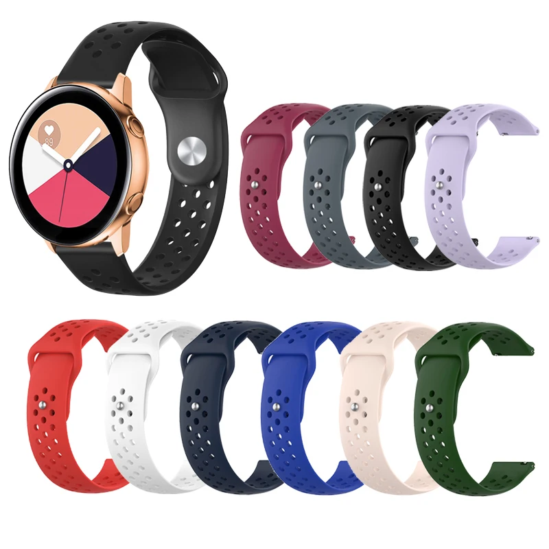 20 мм силиконовый ремешок для samsung Galaxy Watch Active 42 мм gear S2 спортивный сменный мужской т-браслет женский мужской ремешок для часов аксессуары