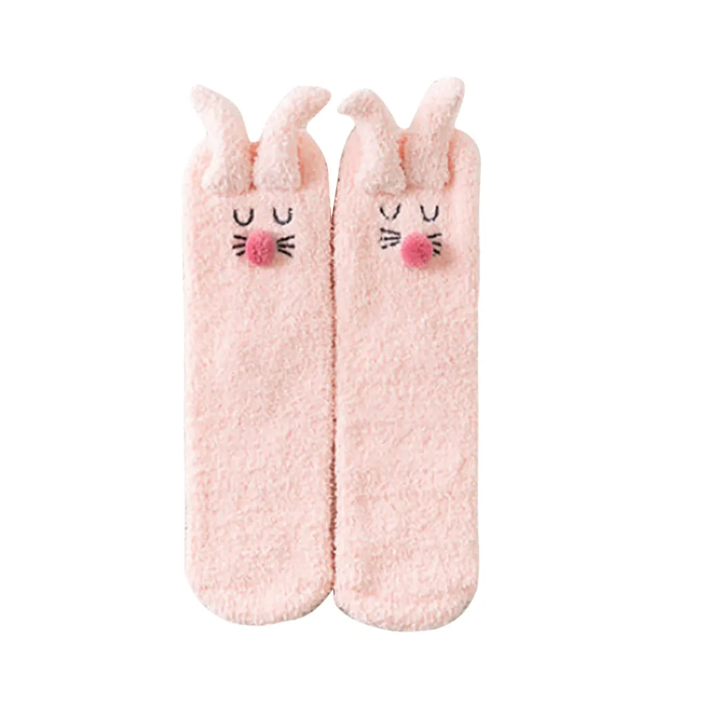 Jaycosin/Повседневные носки; calcetines; мягкие женские носки для сна с кроличьими ушками; зимние носки; женские короткие носки до щиколотки