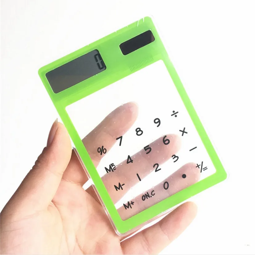 прозрачный калькулятор. ультратонкий карманный мини-калькулятор на солнечной батарее,. прозрачный калькулятор. тонкий калькулятор на солнечной батарее. прозрачный калькулятор solar.