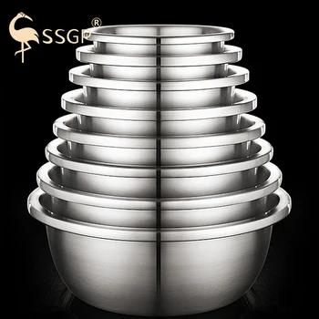 

8pcs 304 Stainless Steel Basin Thickening Deepening Vegetable Soup Basin And Noodles SSGP Full Set Of Household Basin Set
