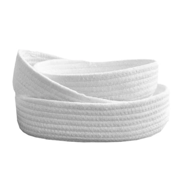 

1Set of 3 Pieces Multifunctional Round Storage Box for Snacks Debris Hand-Woven White Storage Basket Organizer