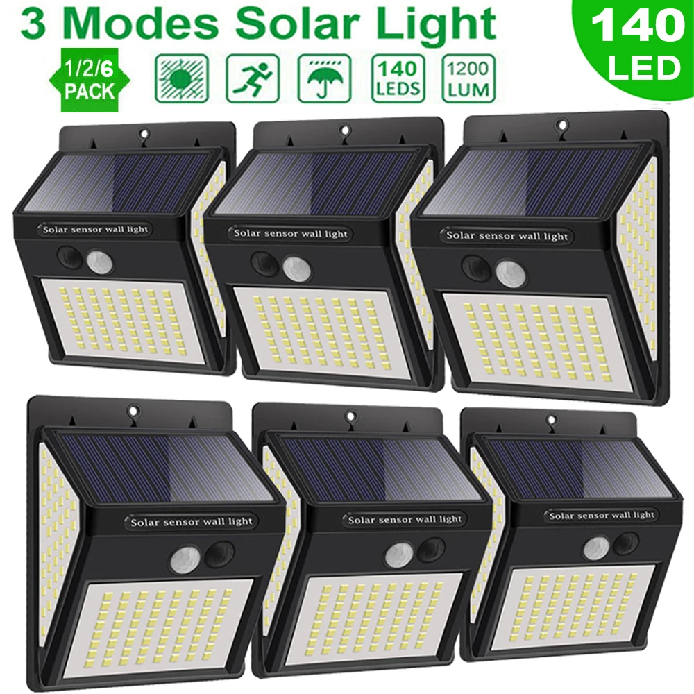 1 8pack 140 Led Solar Lights For Garden Decoration Motion Sensor Waterproof Solar Powered Lamp Outdoor Lighting Street Wall Lamp Solar Lamps Aliexpress
