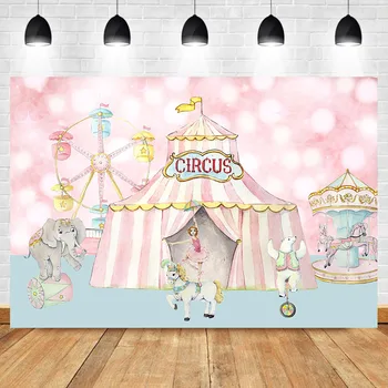 

NeoBack Circus Birthday Backdrop Bokeh Glitter Girl's Party Photography Background Birthday Theme Party Decoration Banner