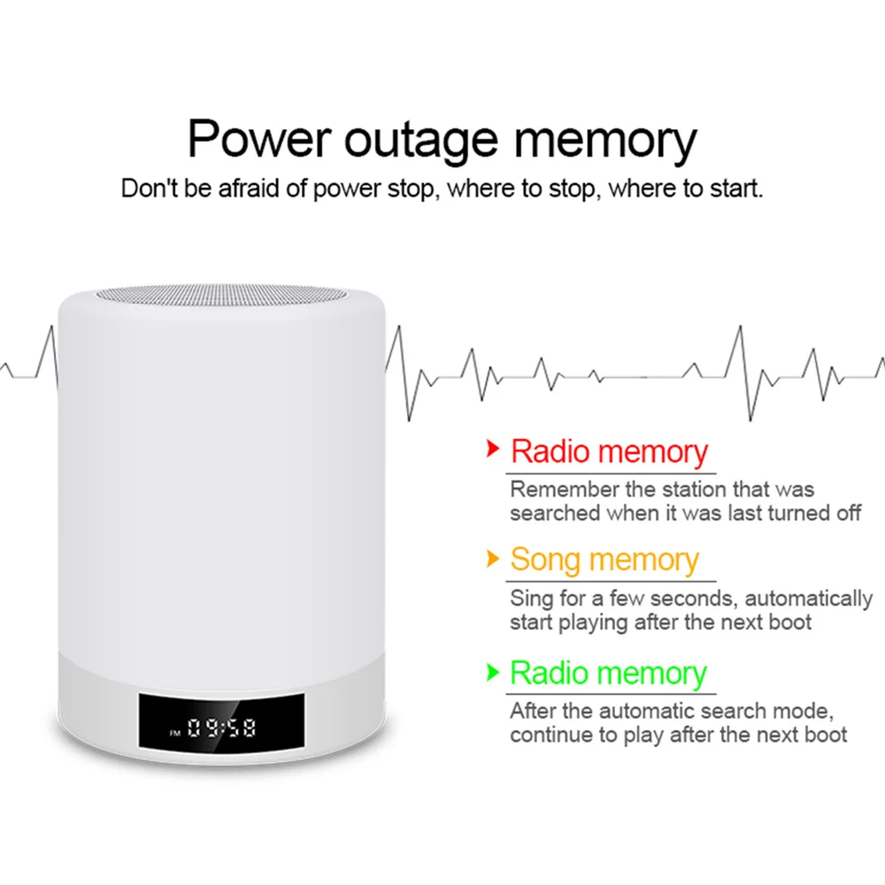 Dimmable Ночной светильник Bluetooth динамик музыкальный плеер FM радио для детей Спальня Будильник настольная лампа ЖК-дисплей