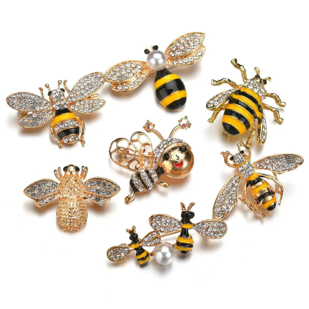KingDeng Броши Bee Pearl Ювелирные Изделия Симпатичные Эмаль Булавки Штырь Отворотом Дети Подарки Женщины Женские Аксессуары Животных Горный Хрусталь