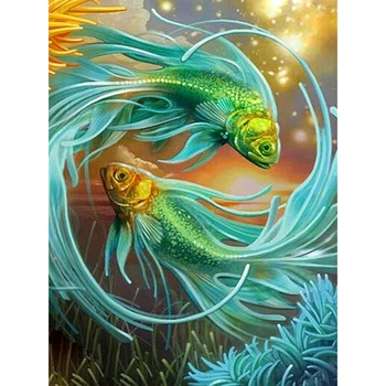 

Diamond Painting Love Fish 5d Diamonds Embroidery Cartoon Diamond Mosaic Cross Stitch Decoration Painting With Diamonds