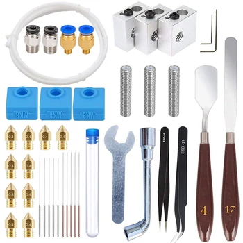 

3D Printer Accessories Mk8 Kit Nozzle Heater Block Throat Tube V6 Silicone Socks Cleaning Needle Other Parts for V6 3D Printer 1