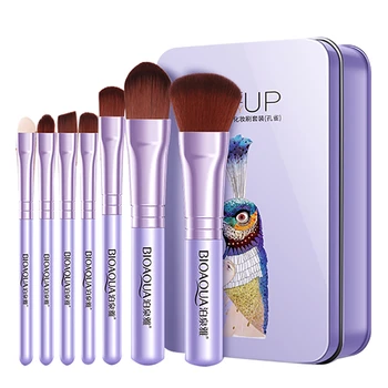 

7Pcs Makeup Cosmetic Brushes Set Eye Lip Face Foundation Brush Pink Violet Handle Makeup Tools