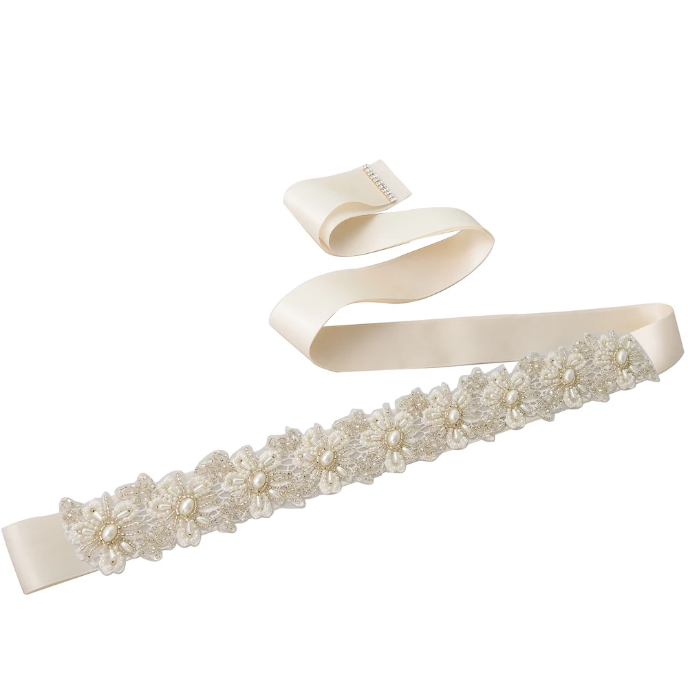 ivory TRiXY S219 свадебные пояса с бисером и кристаллами, Свадебные ремни для невесты, подружки невесты, свадебные Ремни с цветами - Цвет: ivory