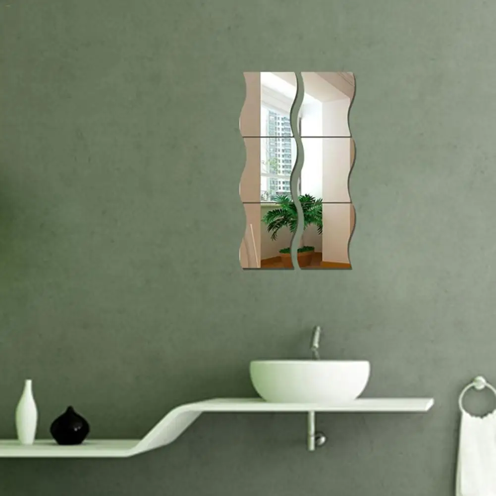 

6PCS/Set 10.7cm*12cm DIY S-shaped Acrylic Mirror Effect Sticker Wall Sticker For Home Decoration Mirror Sticker