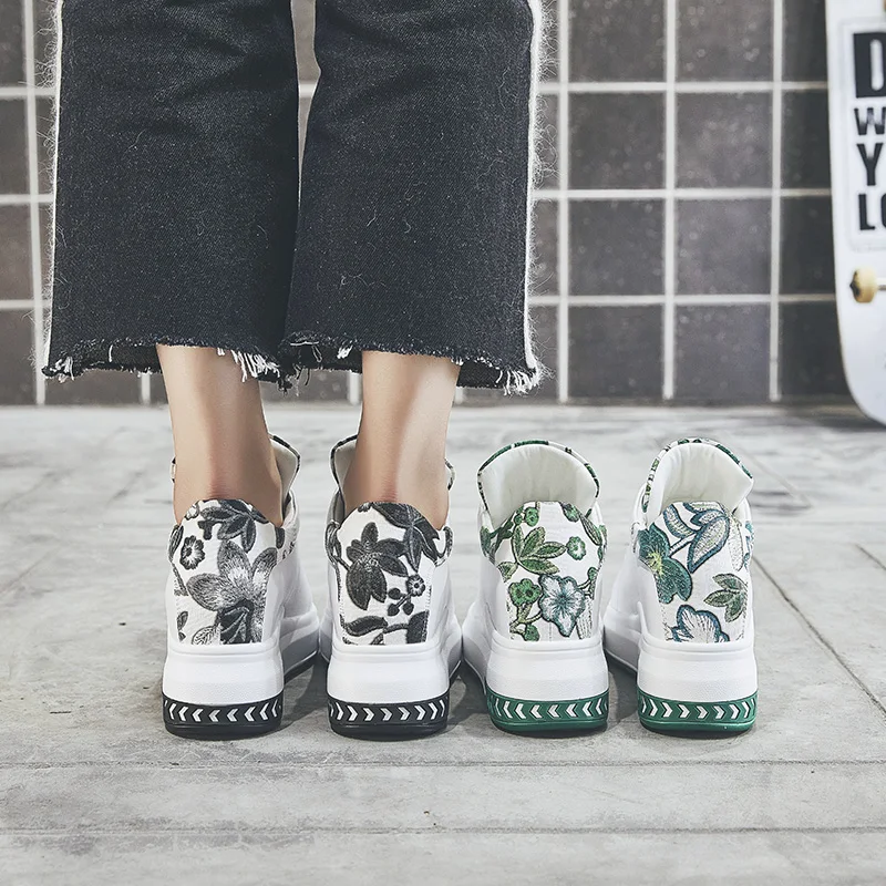 

Increase women's shoes Wedge heel sole color upper women casual shoes 3 centimeters inside heighten joker builds embroidery to p