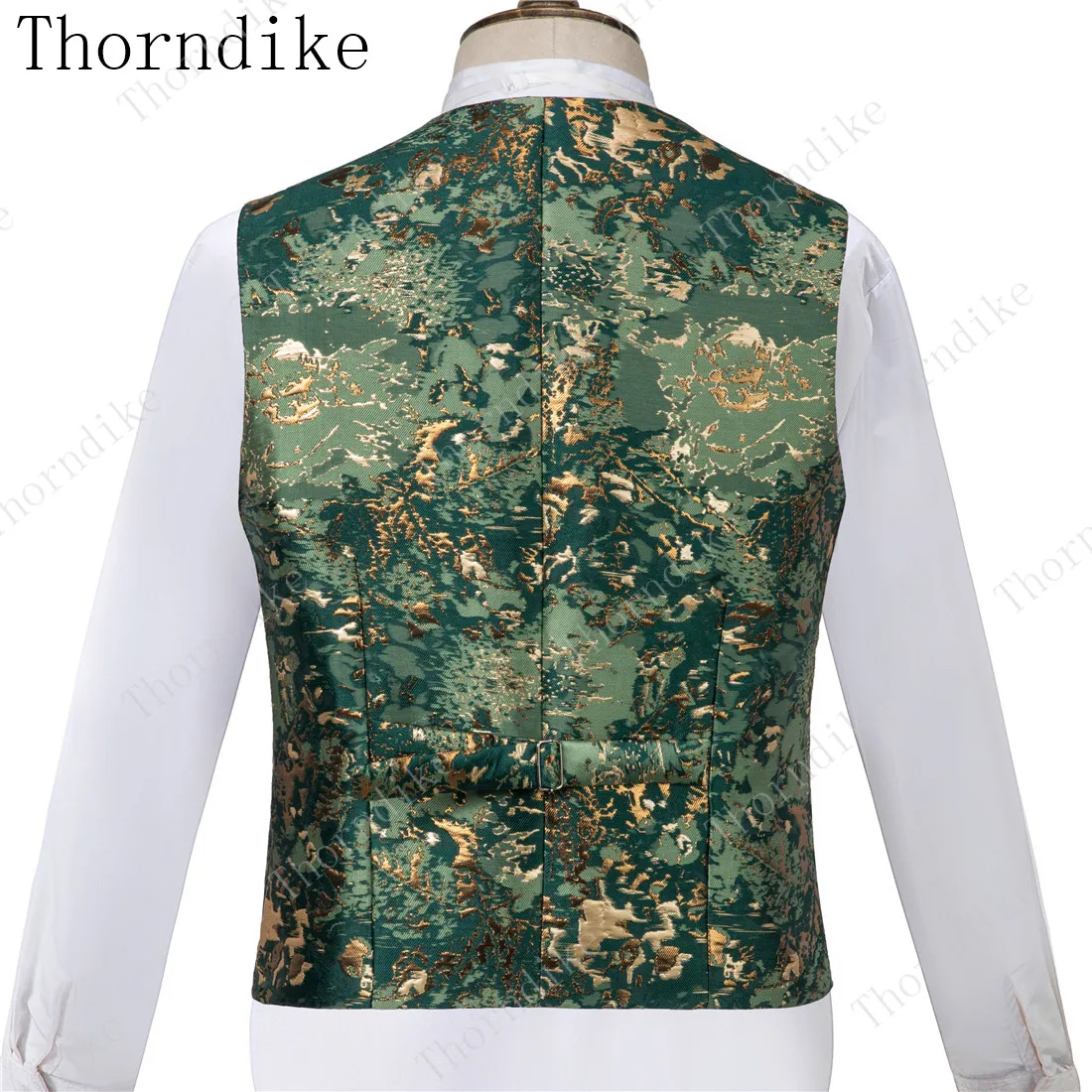 Man Fashion Green Jacquard Party Blazer Pants Vest Suits Casual Slim Blazer Coat Suit