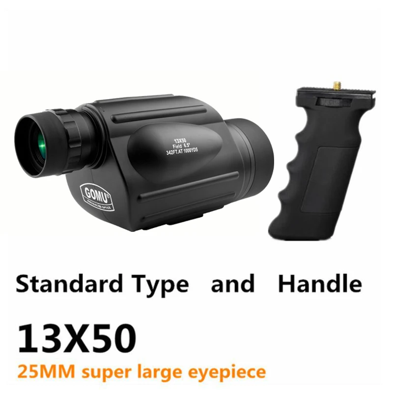 13X50 And Handle Высокомощный HD телескоп Монокуляр 10-30X50 зум наблюдение за птицами водонепроницаемый бинокль Lll ночного видения Высокое качество для охоты - Цвет: 13X50 And Handle