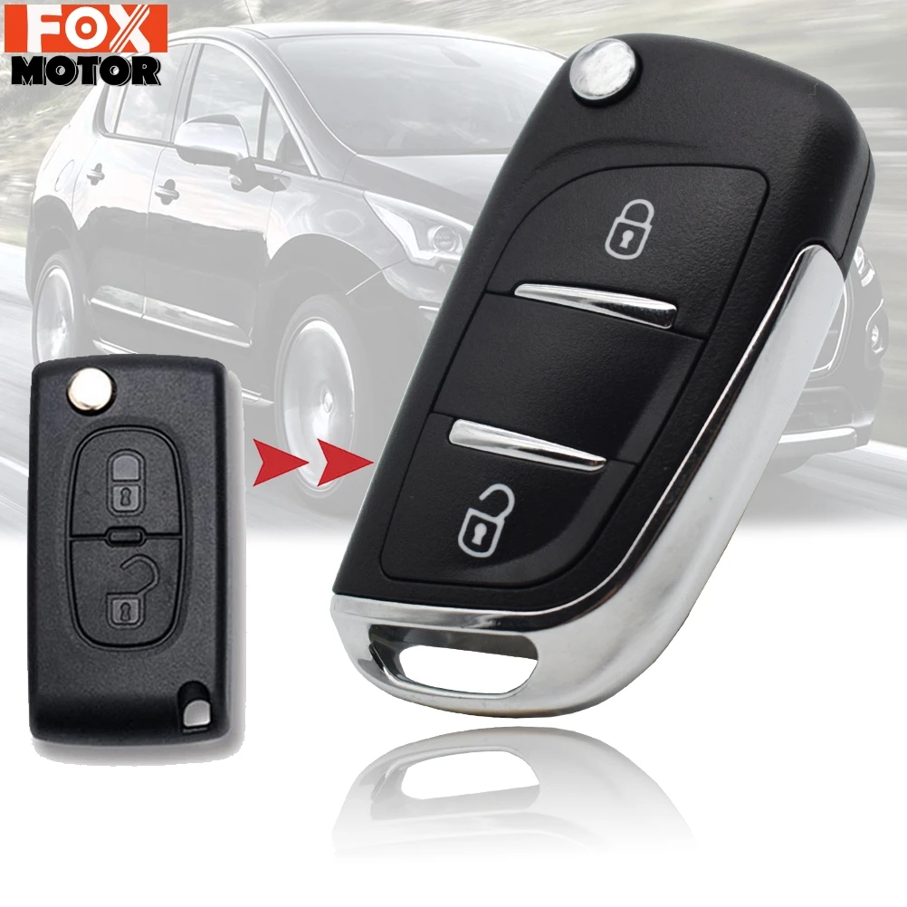 2 botón de la llave de Control remoto de coche cubierta de la cáscara de la Caja Fob modificado para Peugeot experto en 207, 307, 308, 3008, 5008, 807 HU83 hoja CE0523