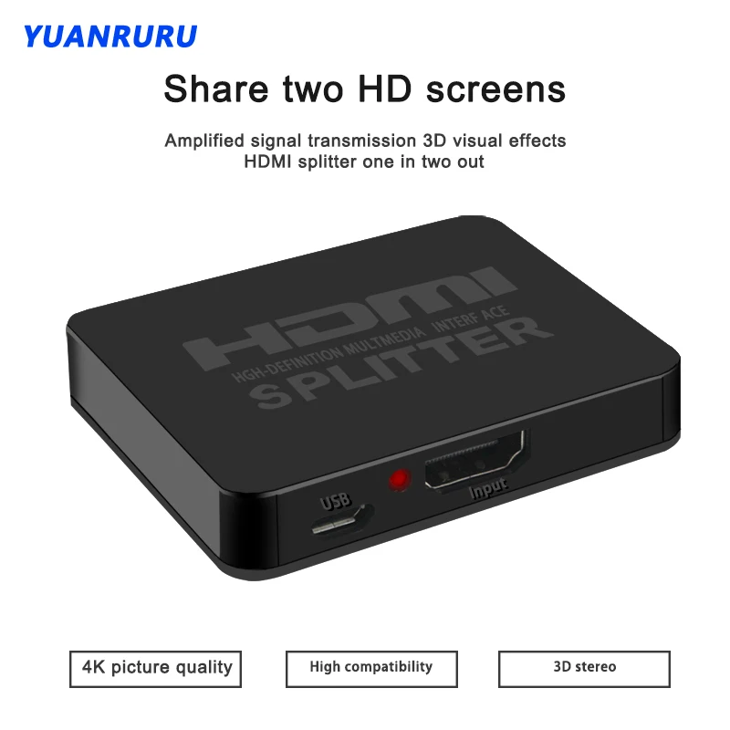 1x2 HDMI сплиттер для зачистки 3D усилитель сигнала мощности 4 k 60 Гц 1 в 2 выход двух