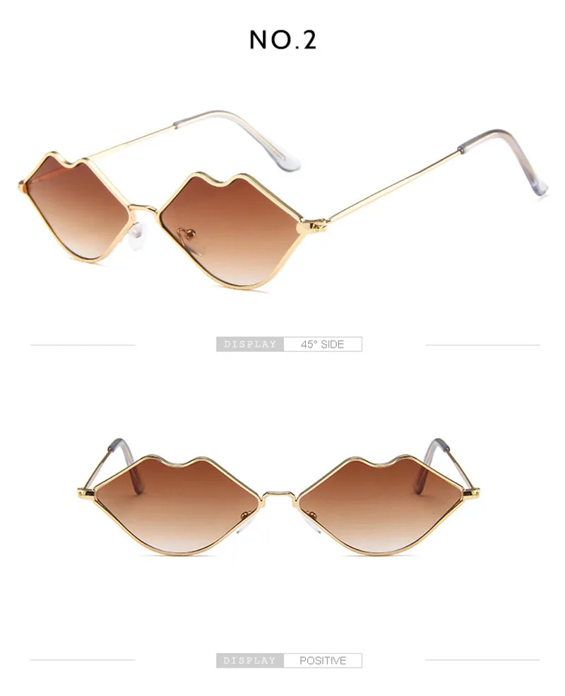 Сексуальная форма губ женские солнцезащитные очки брендовый дизайн маленькая металлическая оправа солнцезащитные очки женские праздничные очки Оттенки UV400