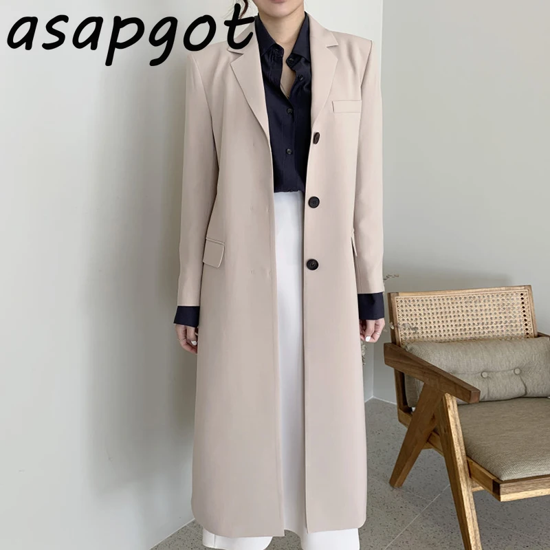 Autumn French Chic Elegant Single-breasted Lapel Slim Wide Waisted X Long Trench Coat for Women Solid Loose Casual Retro Chic