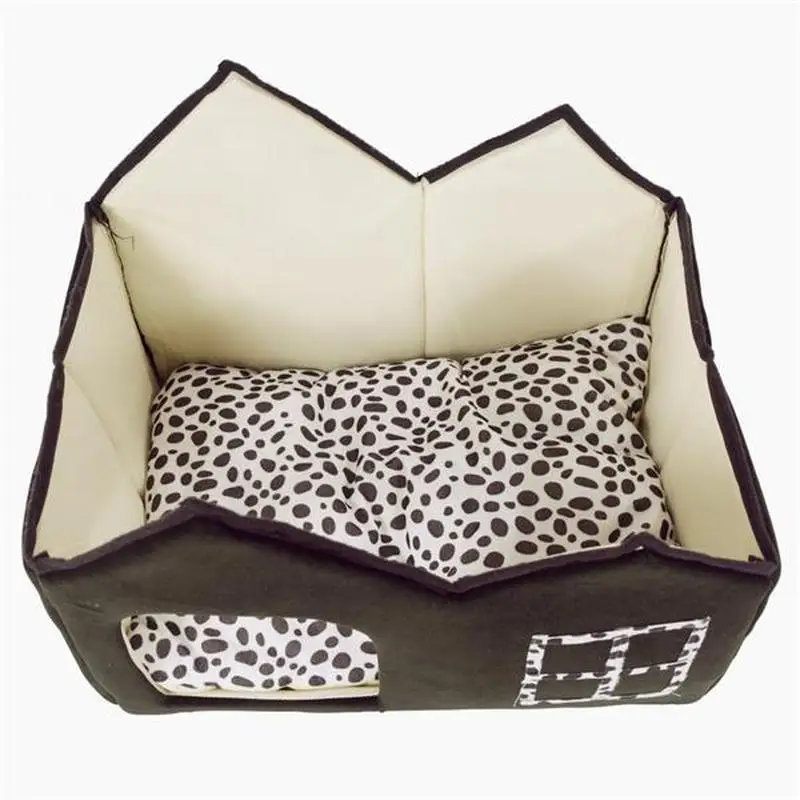 Dog House Bed Villa Super Soft British Cat Pet Animals Cages Coffee Portable s Animals Removable  Cover Mat Travel House