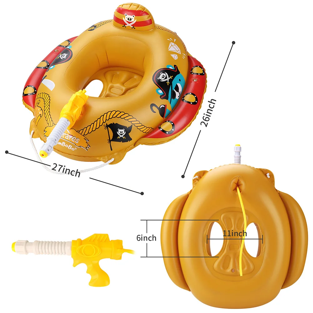 Baby Swimming Pool Float With Water Gun Accessories Swim Ring Inflatable Floating Fun Toys Swim Seat Boat For 3-6Y 5