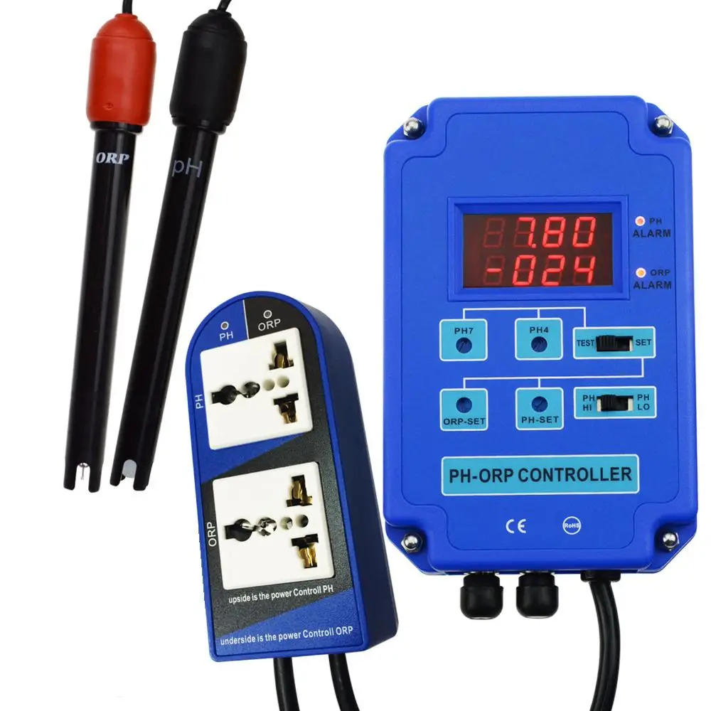

Digital PH ORP Meter 2 In 1 Controller Monitor w/ Output Power Relay Control Electrode Probe BNC for Aquarium Hydroponics Plants