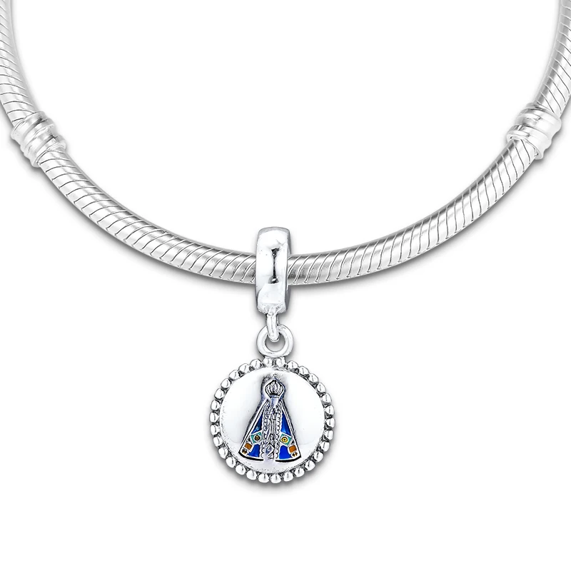 Браслет Pandora из стерлингового серебра 925 пробы, Смешанная эмаль Nossa Senhora Aparecida, бусины, Подвески для изготовления ювелирных изделий, kralen perles