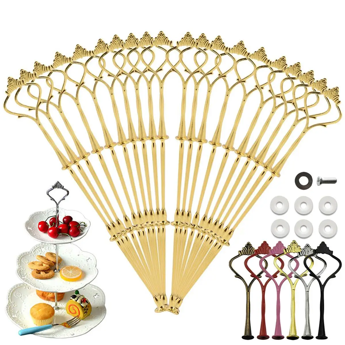 3 Tier Cake Display Stand Hardware Crown Metal Fitting Party Tray Cake Food Dessert Rack Holder for Kitchen Home No Plate