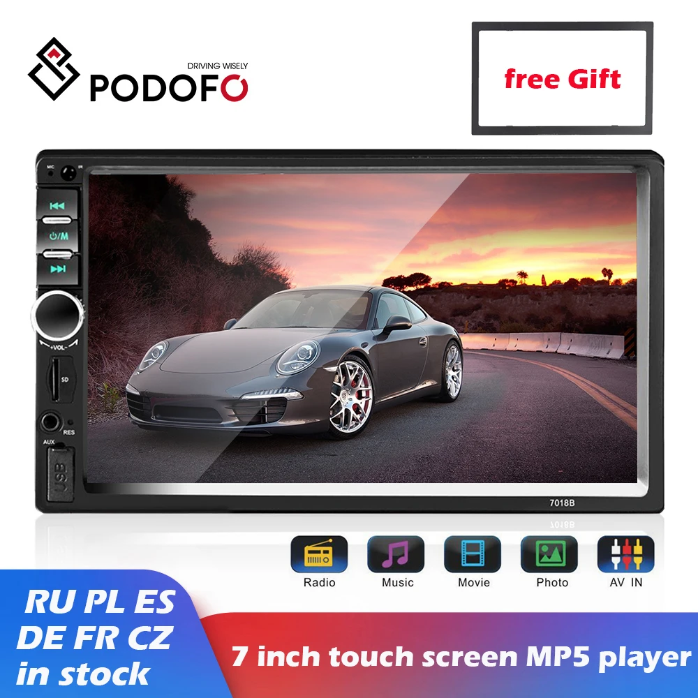 Автомагнитола Podofo 7018B универсальная мультимедийный плеер 2 Din с 7-дюймовым