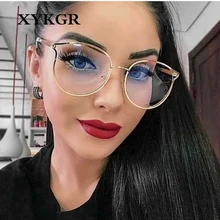 XYKGR новые TR90 ретро женские круглые оправа «кошачий глаз» очки женские металлические оправа очки Женские Модные оптические оправа для Компьютерных Очков