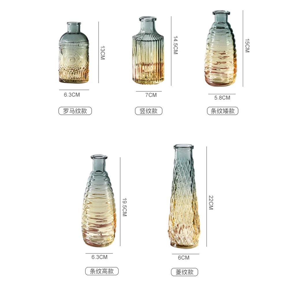 European Hipster Embossed Transparent Glass Vase Home Decoration Vases for Homes Flowers Wedding Decoratio 4