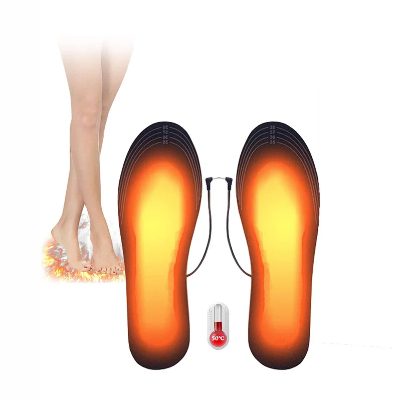USB Electric Heated Insoles Warm Shoe Socks Feet Heater Washable Winter Pads 