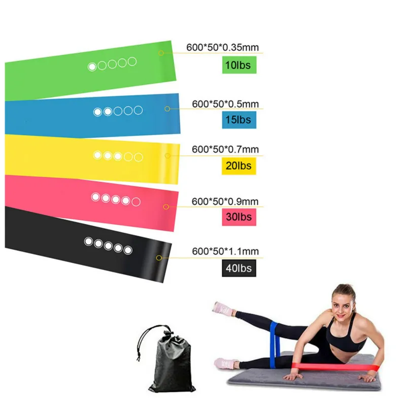 

5Pcs Exercise Resistance Bands Rubber Strength Training Physical Therapy Yoga Pilates Fitness for Home Workout Equipments